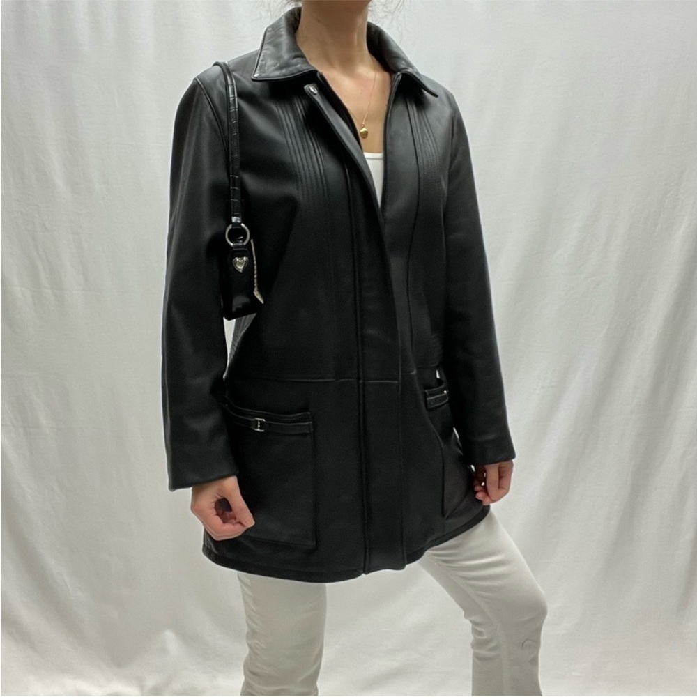 Dimitri leather jacket size L black vintage oversized collar classic